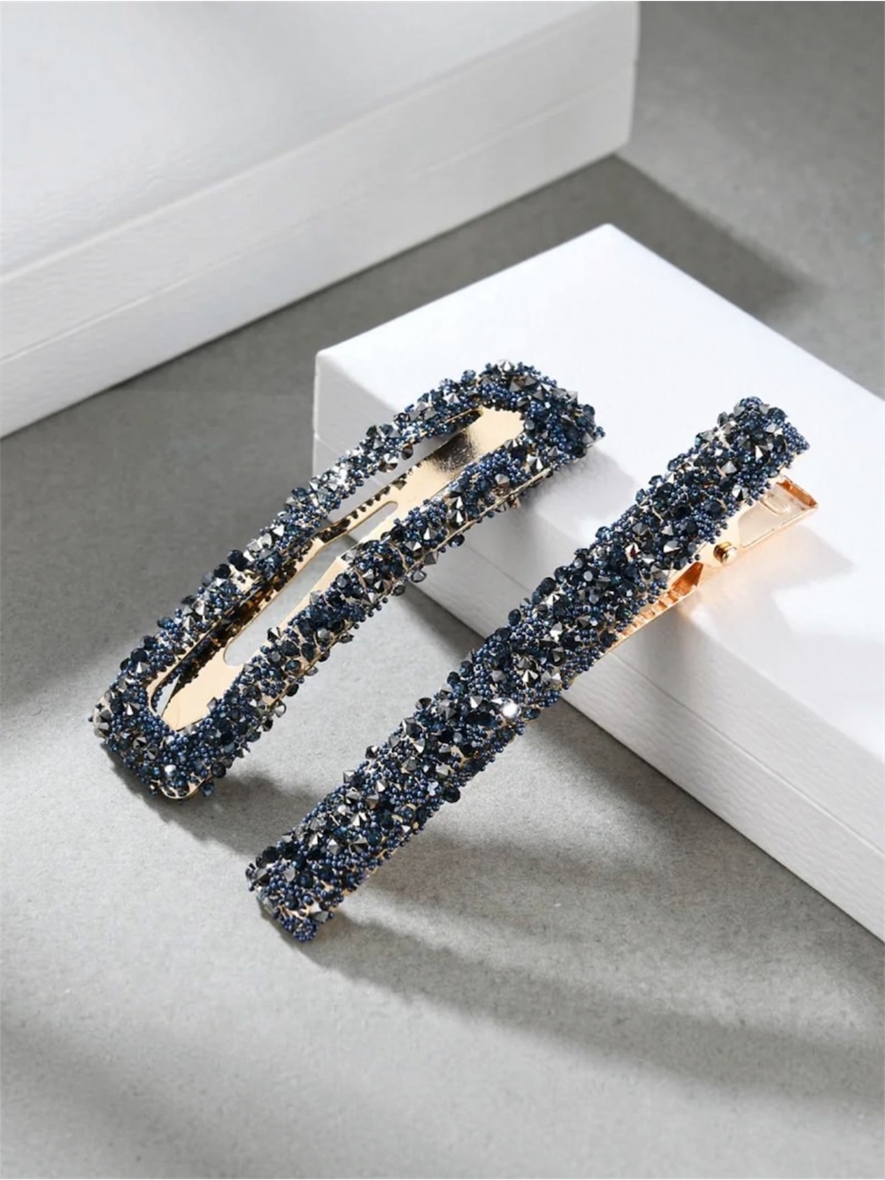 2PK Sparkling Navy Crystal Hair Clips NWT BUY NOW PRICE